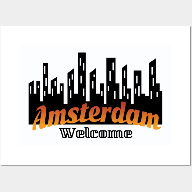 Welcome Amsterdam Netherlands Wall Art by Polahcrea